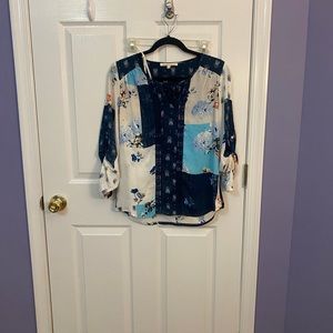 NWOT daniel rainn patchwork blouse